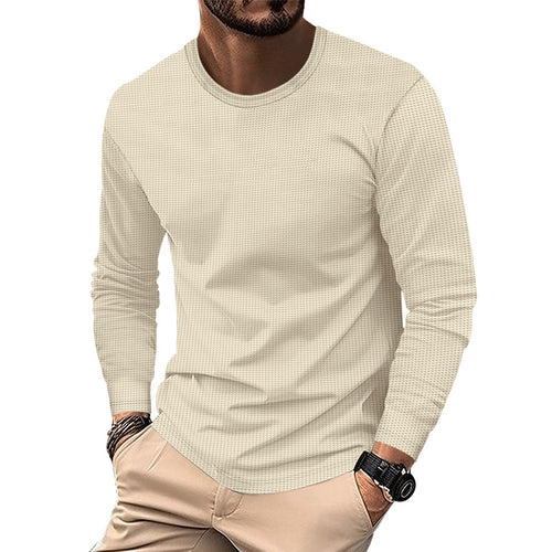 Round Neck Waffle Casual Top For Men